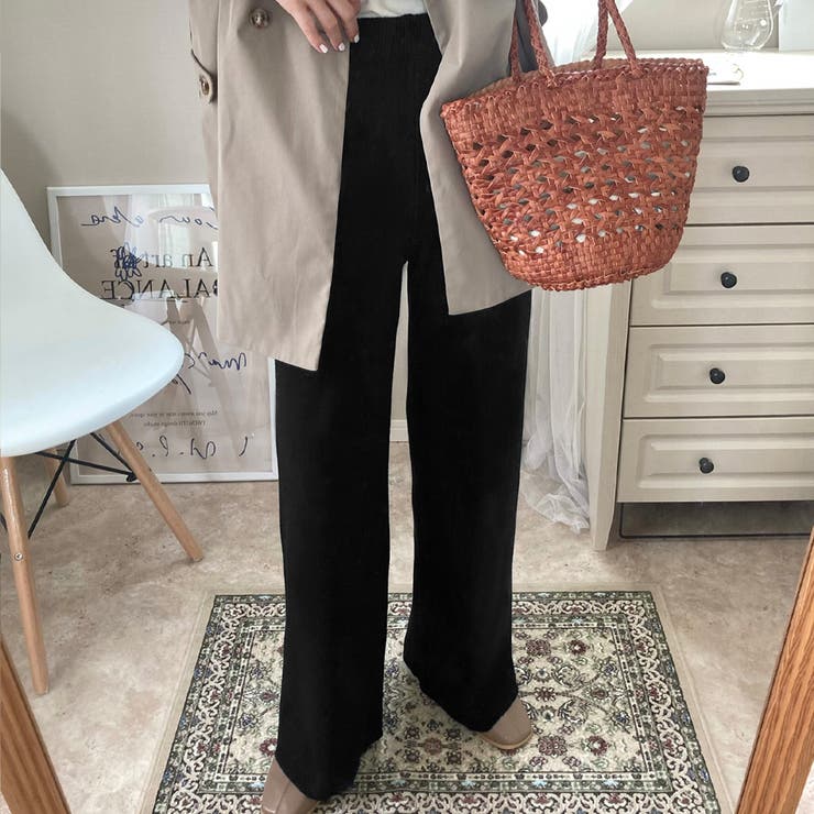 ブラック | ニットストレートパンツ | LAUIR