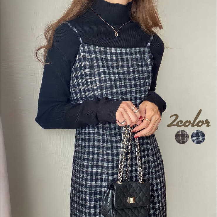 チェックタイトキャミワンピース[品番：AMTW0004475]｜JUNOAH