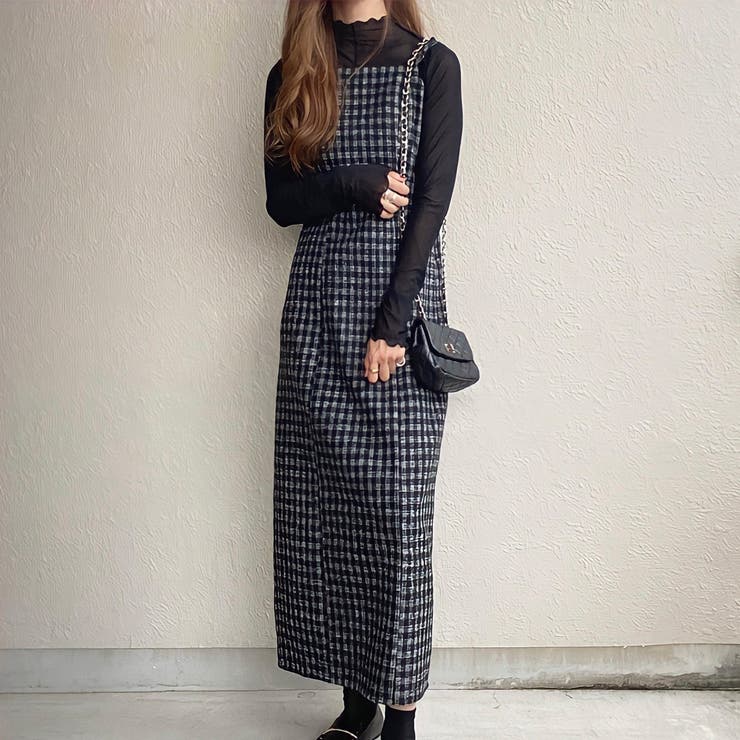 00s 希少 ALGONQUINS コットンチェックティアードキャミワンピ SOIL｜ファンシー ギンガムチェック 2way キャミソール ドレス