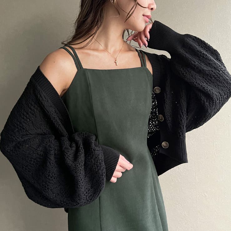 ダークグリーン | ピーチスキンIラインキャミワンピース | JUNOAH