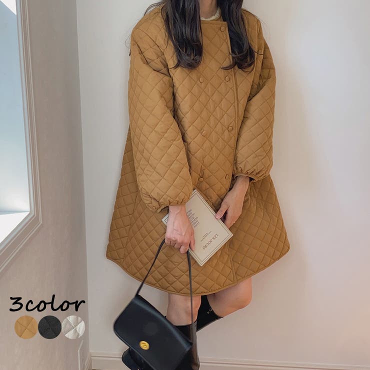 ノーカラーキルティングコート[品番：AMTW0004643]｜LAUIR