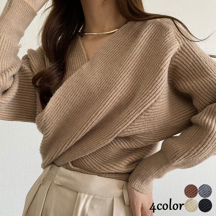 callautia クロスニットトップス[品番：AMTW0004731]｜JUNOAH