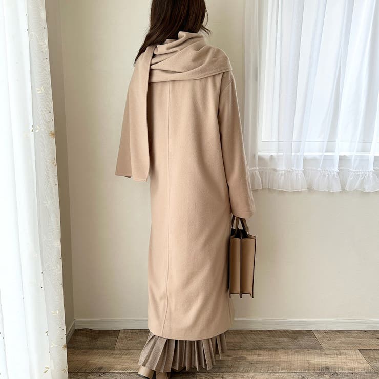 マフラー付きノーカラーコート[品番：AMTW0005006]｜JUNOAH（ジュノア