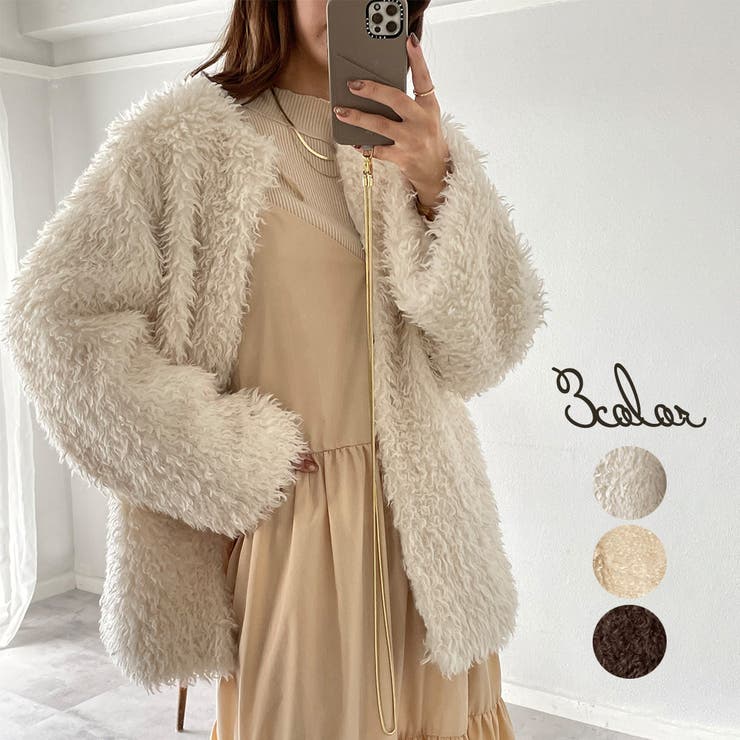 ノーカラーファーアウター[品番：AMTW0005005]｜JUNOAH（ジュノア ）の