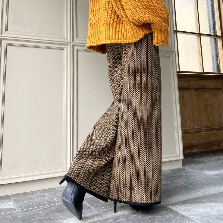 knit Jemade センタープレスチェックストレートパンツ[品番