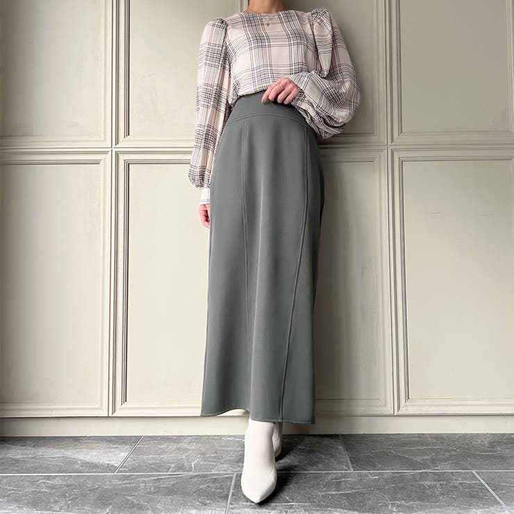 maison celon ハイウエストロングスカート(ブラウン) 最高 のファッション - Maison Celon high waist straight skirt
