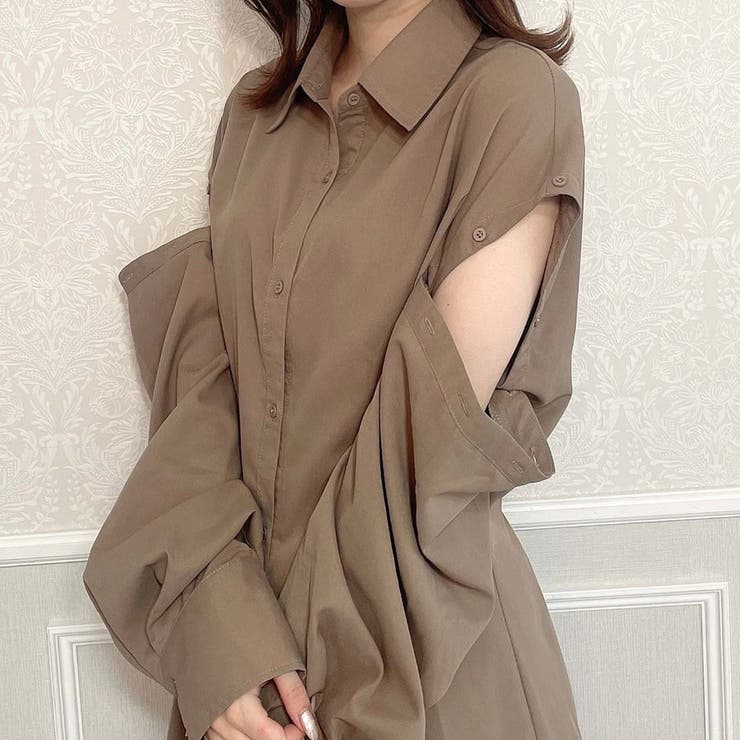 肩開きシャツワンピース[品番：AMTW0004281]｜JUNOAH（ジュノア ）の