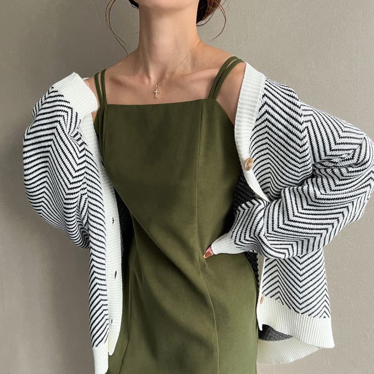 カーキ | ピーチスキンIラインキャミワンピース | JUNOAH