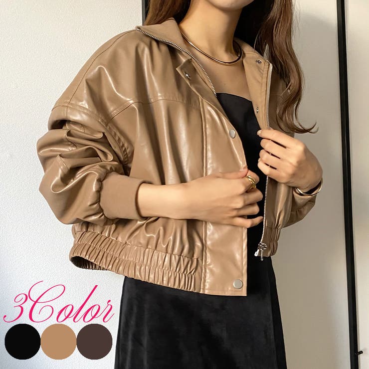 callautia ハイネックレザーショートブルゾン[品番：AMTW0004991]｜JUNOAH（ジュノア  ）のレディースファッション通販｜SHOPLIST（ショップリスト）