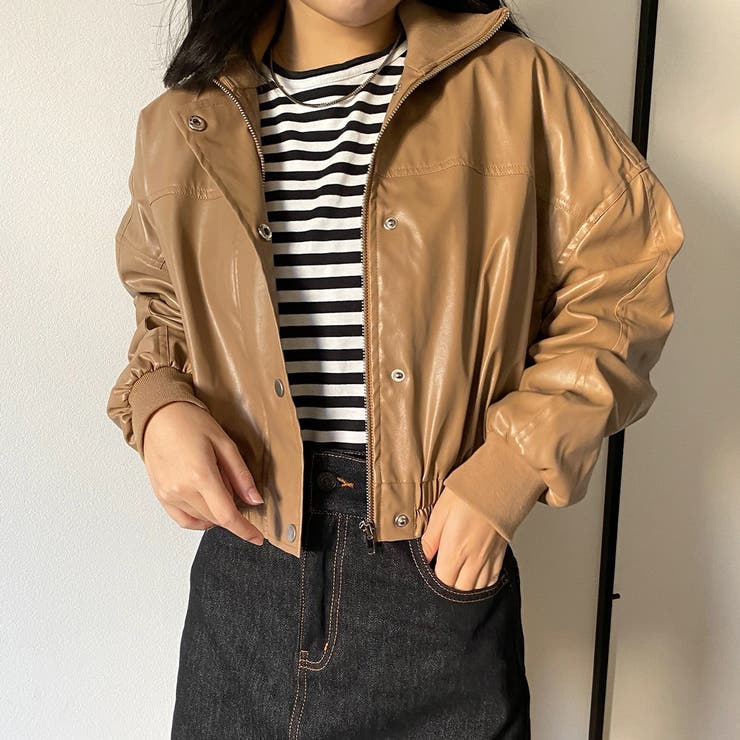 callautia ハイネックレザーショートブルゾン[品番：AMTW0004991]｜JUNOAH（ジュノア  ）のレディースファッション通販｜SHOPLIST（ショップリスト）
