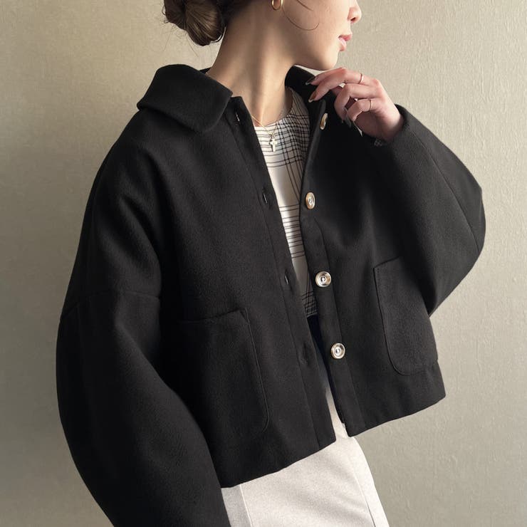 【新品、本物、当店在庫だから安心】 コクーンスリーブショートコート[品番：AMTW0005013]｜JUNOAH ジャケット・アウター