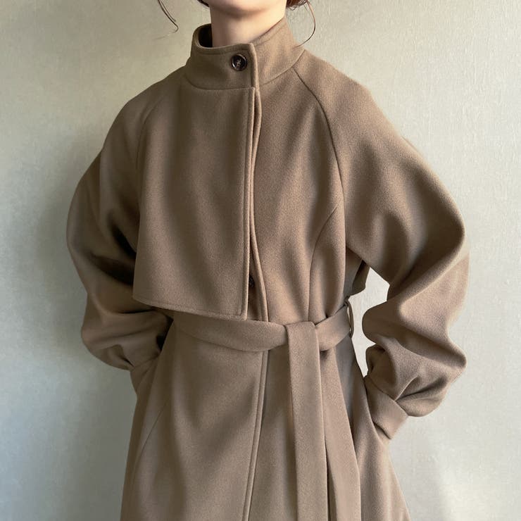 スタンドカラーフレアロングコート[品番：AMTW0005091]｜JUNOAH