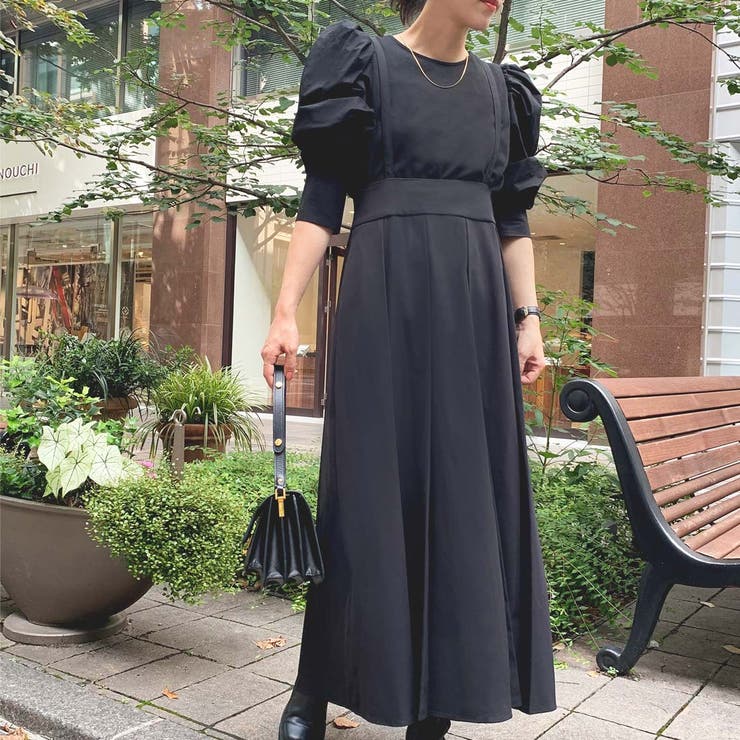 ブラック | ハイウエストジャンパースカート | JUNOAH