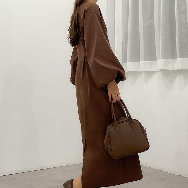 Louere ウエストタックボリュームスリーブワンピース[品番