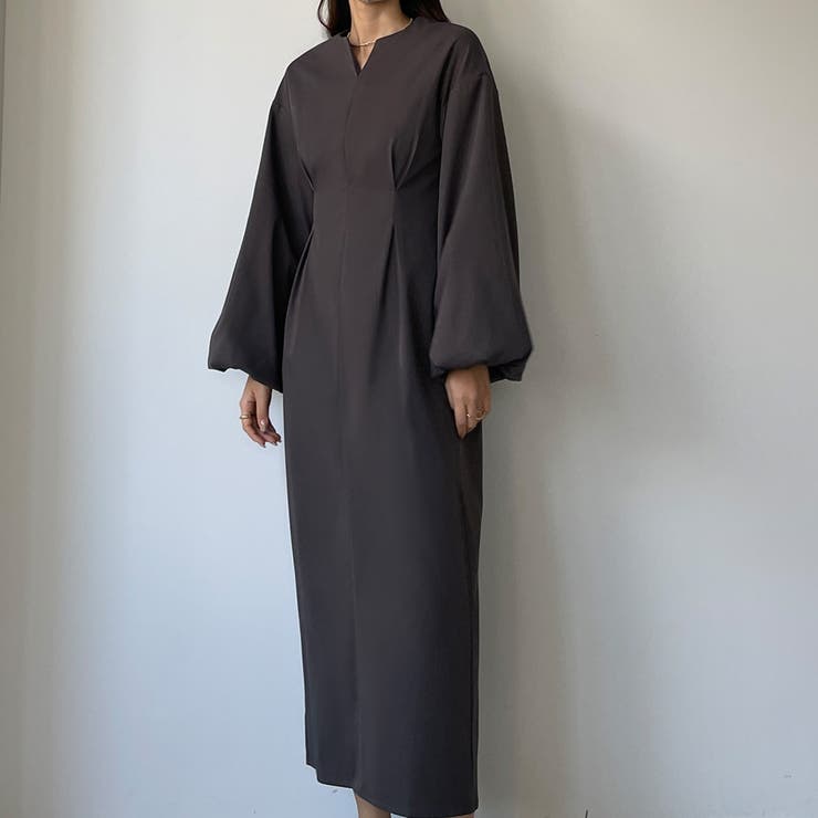 Louere ウエストタックボリュームスリーブワンピース[品番 Louere ウエストタックボリュームスリーブワンピース[品番