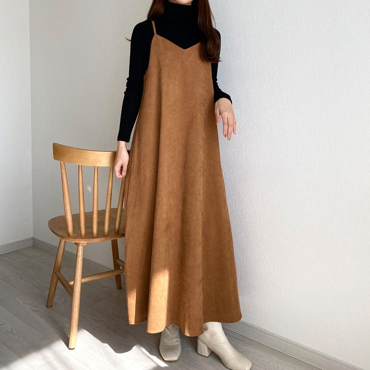 callautia コーデュロイロングキャミワンピース[品番