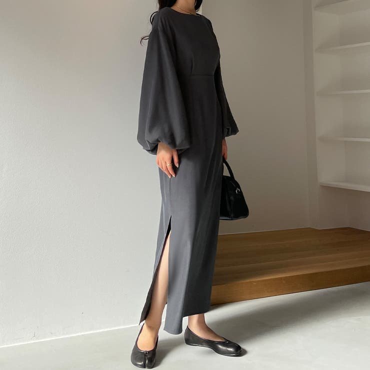 Louere/ルエレ パフスリーブＩラインワンピース size M Louere ワンピース パフスリーブIラインワンピース : ZOZOTOWN