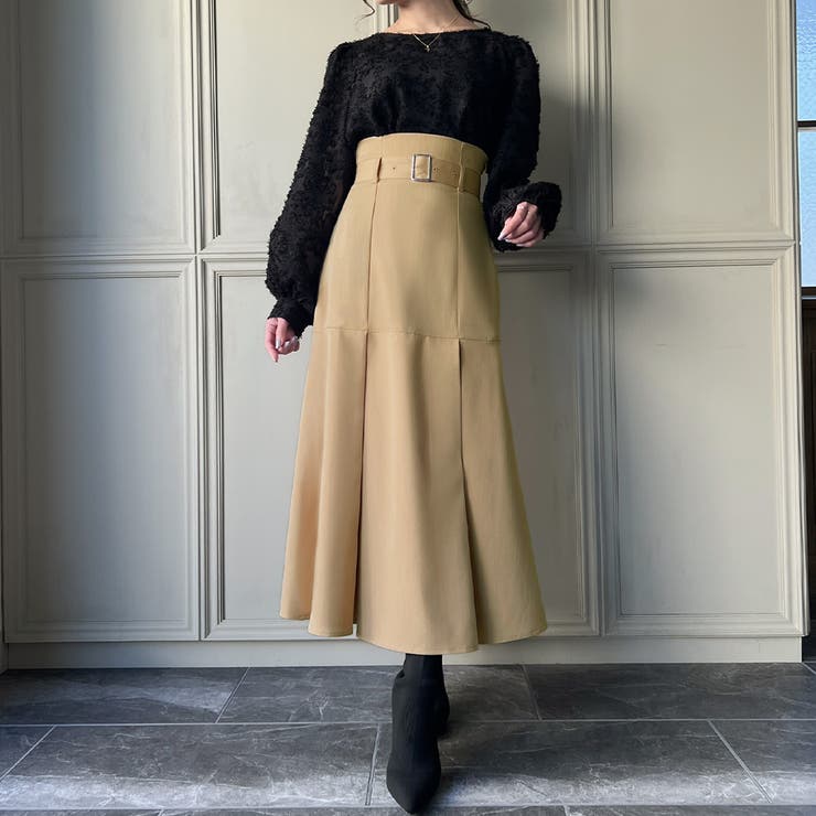 アカネウツノミヤ　ロングワンピース　ラップスカートベルト ベアトップマキシワンピース(共布ベルト付)＜大きいサイズ有