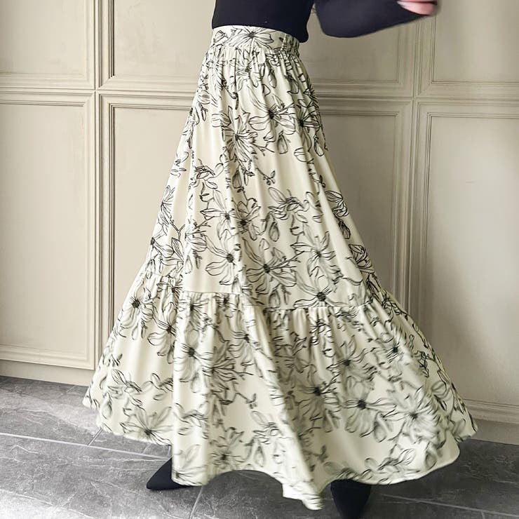 花柄ティアードスカート | JUNOAH | 詳細画像2 