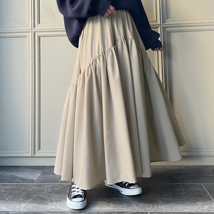 ラウンドギャザーフレアスカート[品番：AMTW0005353]｜JUNOAH