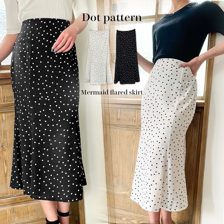 ドットマーメイドフレアスカート[品番：AMTW0001998]｜JUNOAH