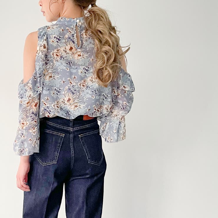 オフショル花柄シフォンブラウス[品番：AMTW0001961]｜JUNOAH