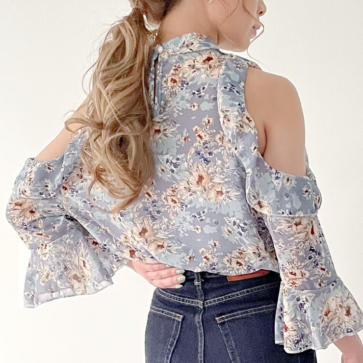 オフショル花柄シフォンブラウス[品番：AMTW0001961]｜JUNOAH