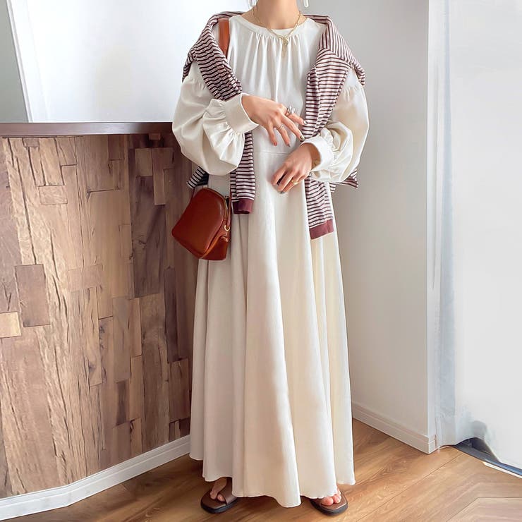 バッジェリー ミシュカ 2way パール ボリュームスリーブ ドレス ワンピース 前後2wayボリュームスリーブワンピース[品番：AMTW0005505]｜junoah