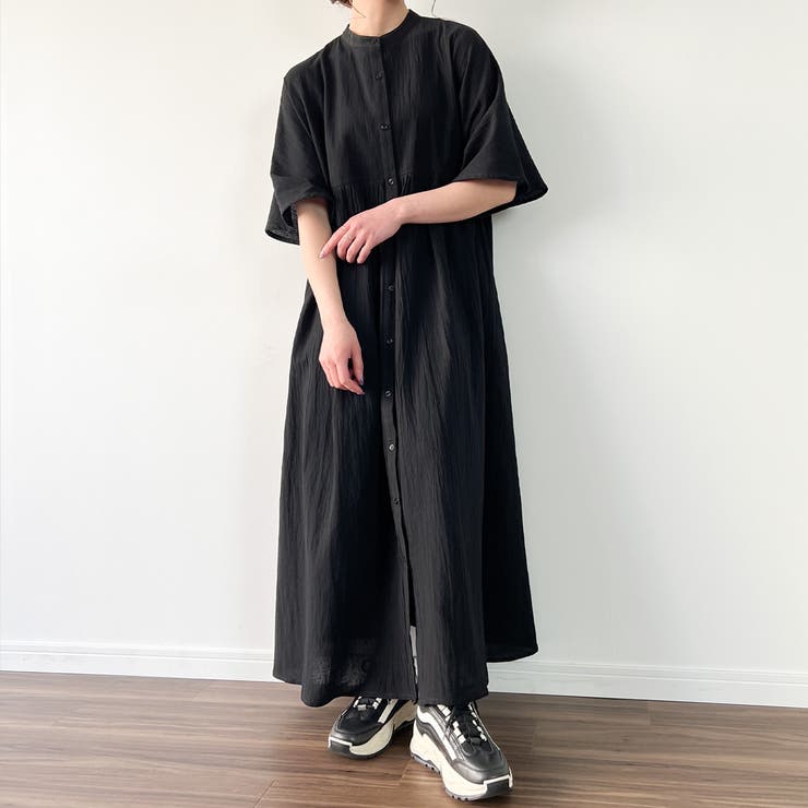 リネンライクオーバーシャツワンピース[品番：AMTW0005695