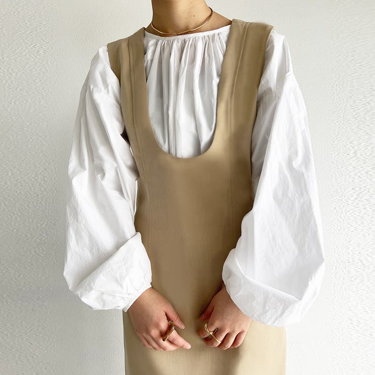 Uネックジャンパースカート[品番：AMTW0005550]｜JUNOAH（ジュノア