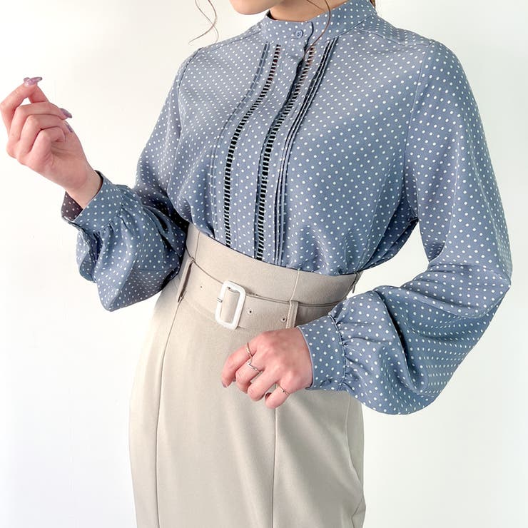 ブラウス シャツ ドットプリントアシメスタンドカラーブラウス レディース tkk0511_item_101.jpg?fitin=720:720