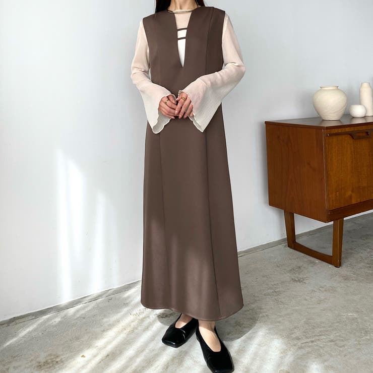 けいとんママ様♡専用大人モードなジャンパースカート 前後どちらも着られる2way callautia 前後2WAYキーネックジャンパースカート[品番