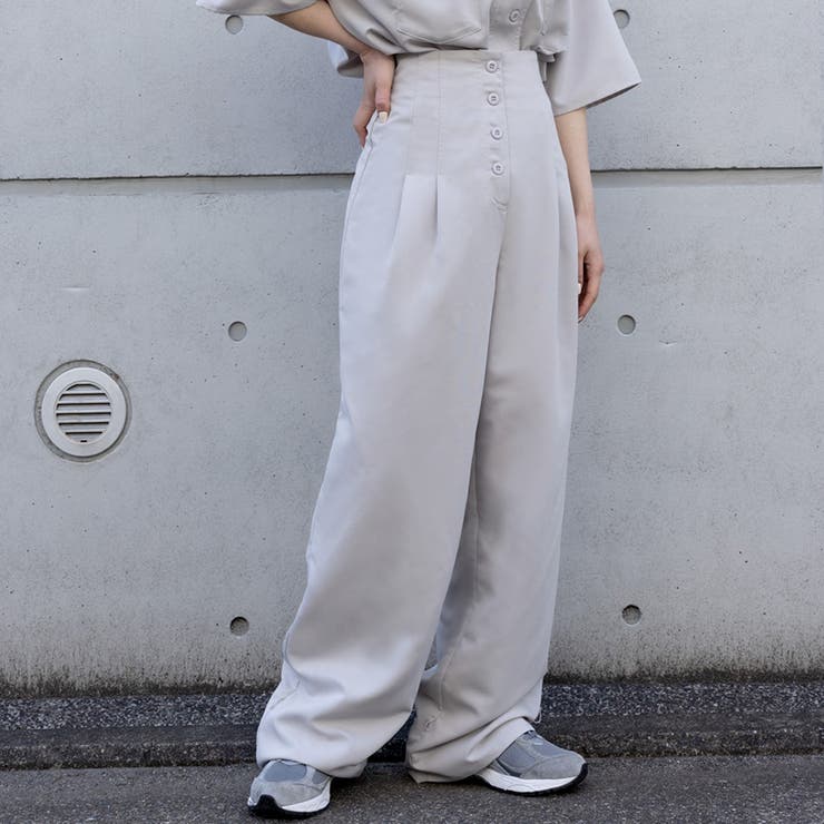 ハイウエスト釦デザインパンツ[品番：AMTW0005712]｜JUNOAH（ジュノア