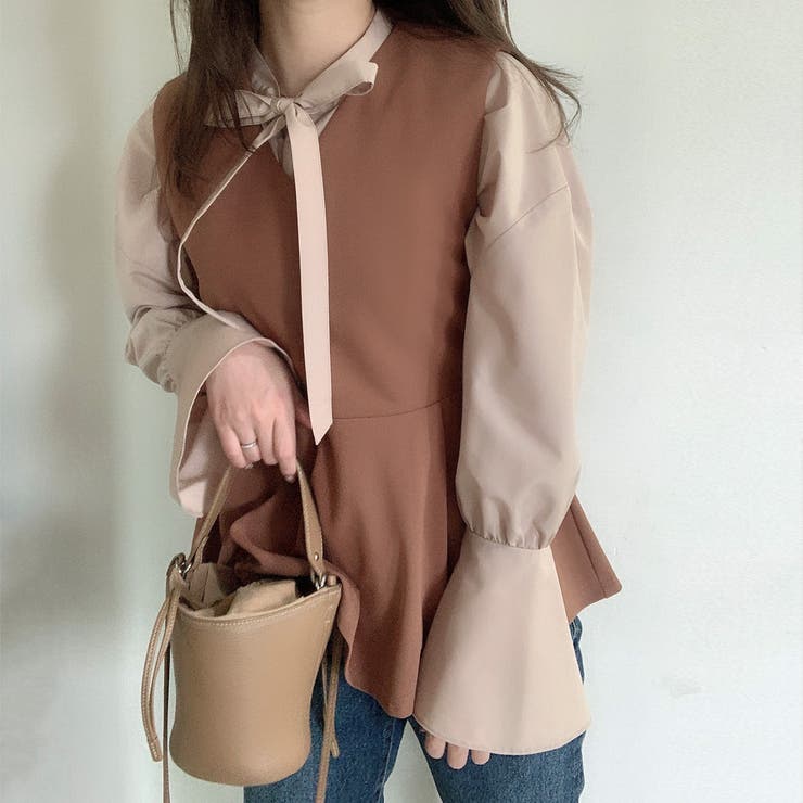 Vネックペプラムノースリーブトップス | JUNOAH | 詳細画像9 