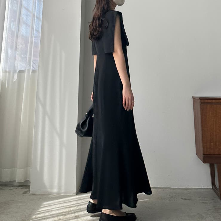 Louere ウエストカーブスクエアスリーブワンピース[品番:AMTW0005759