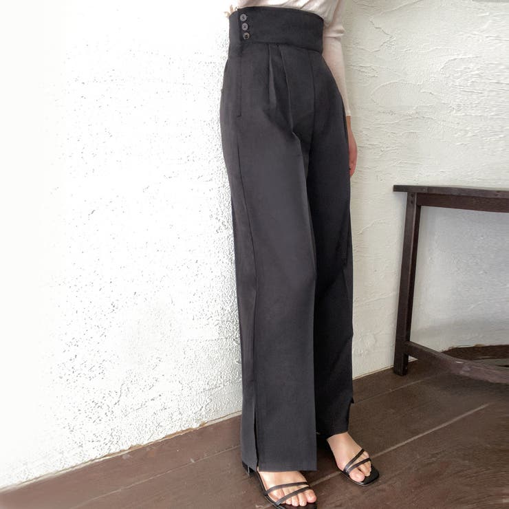 ハイウエストサイドボタンデザインパンツ[品番：AMTW0005821]｜LAUIR