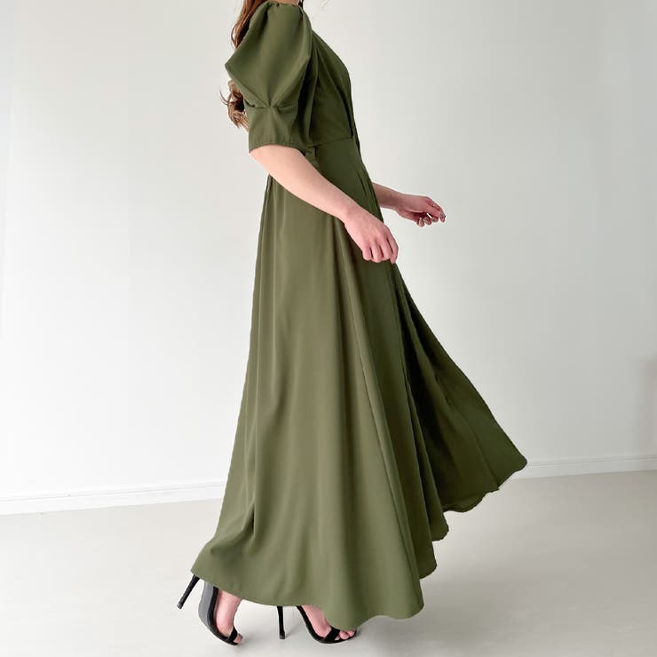 cinoh パフスリーブ　ジッパー　ワンピース CINOH ワンピース 「CINOH/チノ」別注 PUFF SLEEVE MIDI ONE