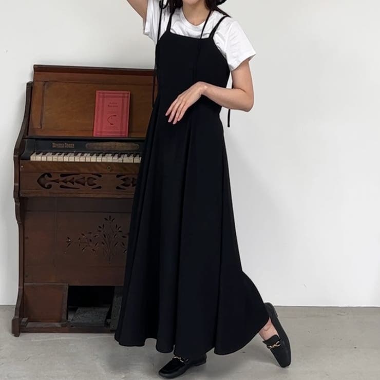 ダブルストラップリボンキャミワンピース[品番：AMTW0008905