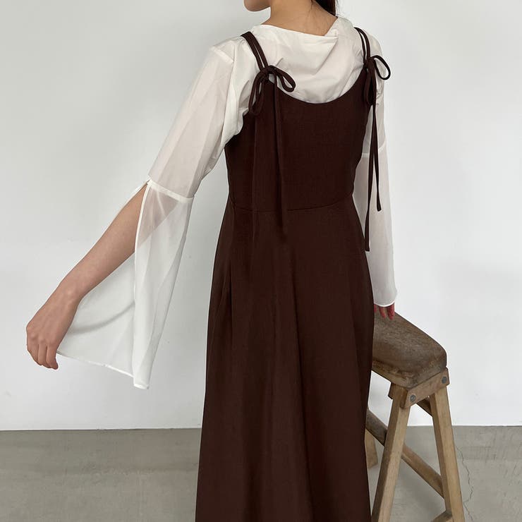 今 話題 の 人気 商品 ダブルストラップリボンキャミワンピース[品番：AMTW0008905 ワンピース