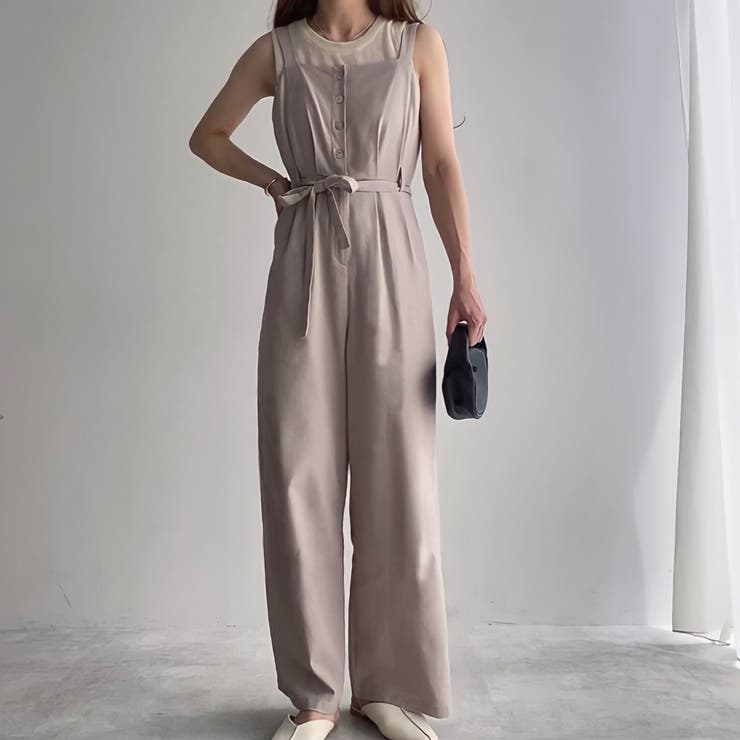 FILLOU リネン混スクエアネックロンパース[品番：AMTW0008938]｜JUNOAH