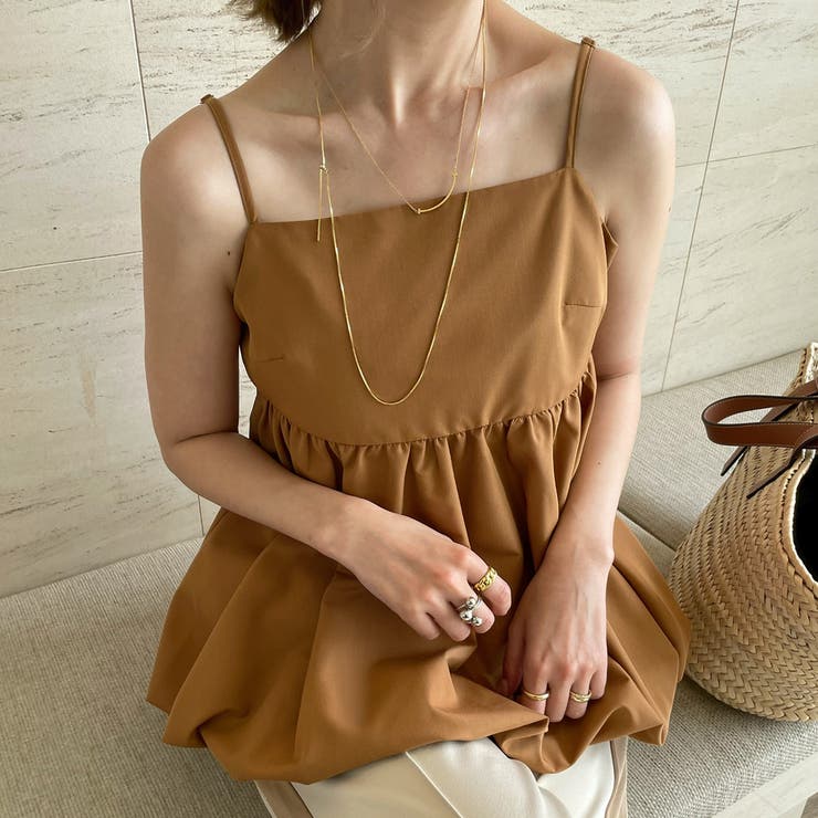 バックオープンバルーンキャミソール[品番：AMTW0009027]｜JUNOAH