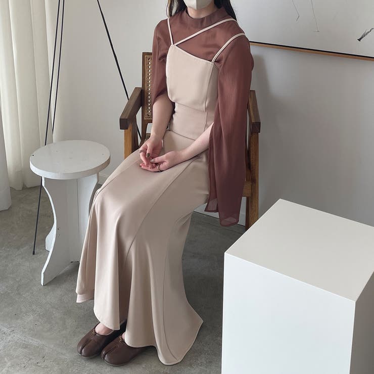 アシンメトリーキャミマーメイドワンピース[品番：AMTW0008902
