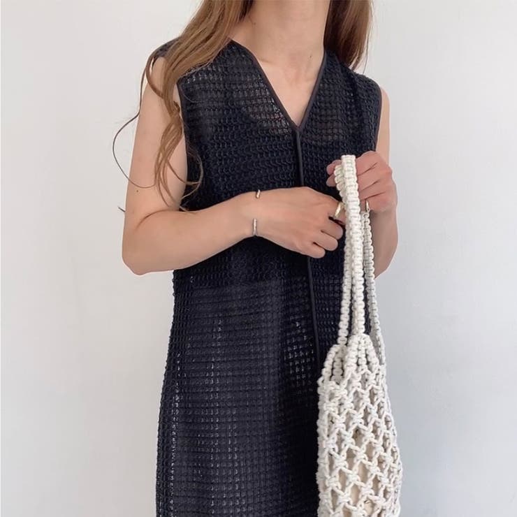 FILLOU 2wayサイドリボンメッシュワンピース | JUNOAH | 詳細画像6 