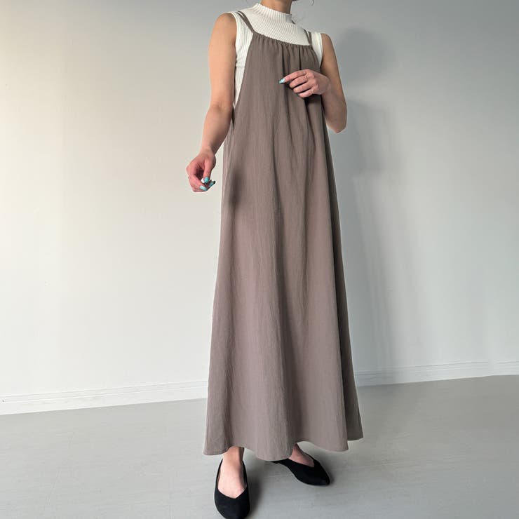 ソフトリネンライクバッククロスキャミワンピース[品番