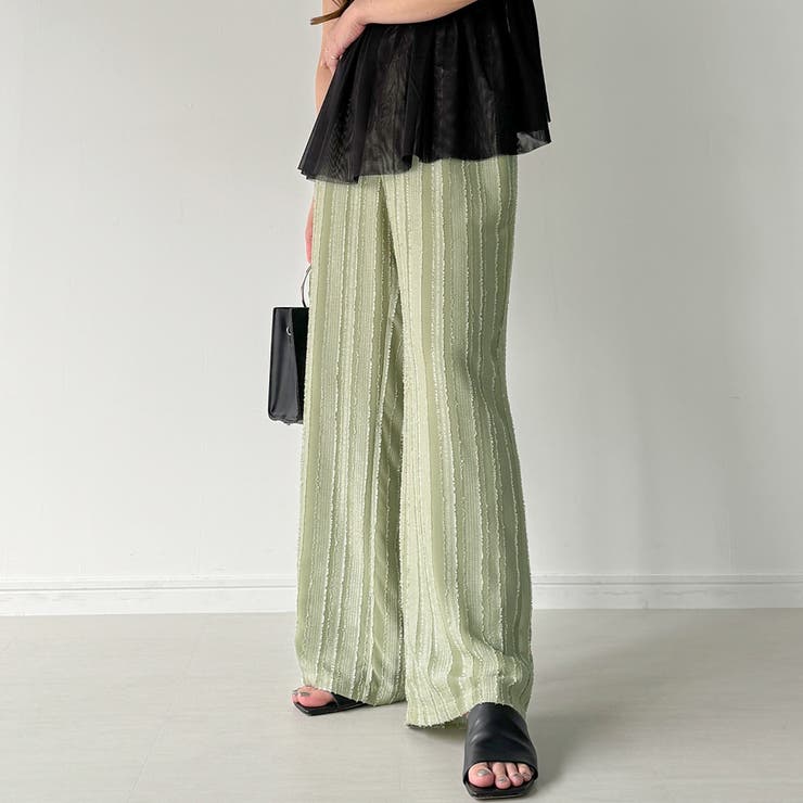 美品 PLEATS PLEASE プリーツ ボーダー パンツ レギンス グリーン  