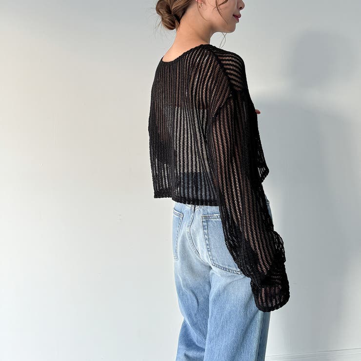 Wジップメッシュカットソーカーディガン | JUNOAH | 詳細画像4 