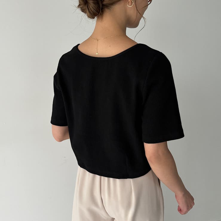 前後2wayリブチビTシャツ | JUNOAH | 詳細画像11 