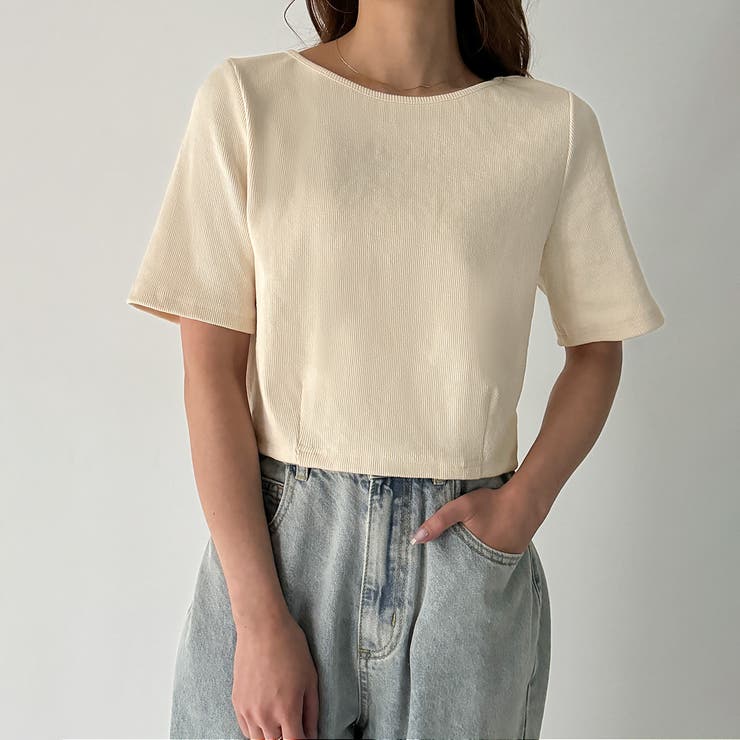 前後2wayリブチビTシャツ | JUNOAH | 詳細画像13 