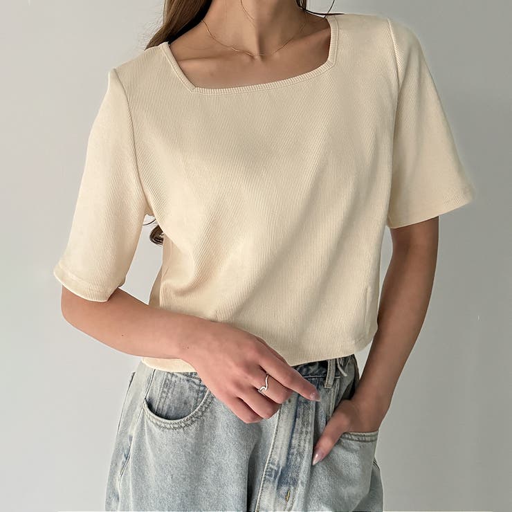 前後2wayリブチビTシャツ | JUNOAH | 詳細画像14 