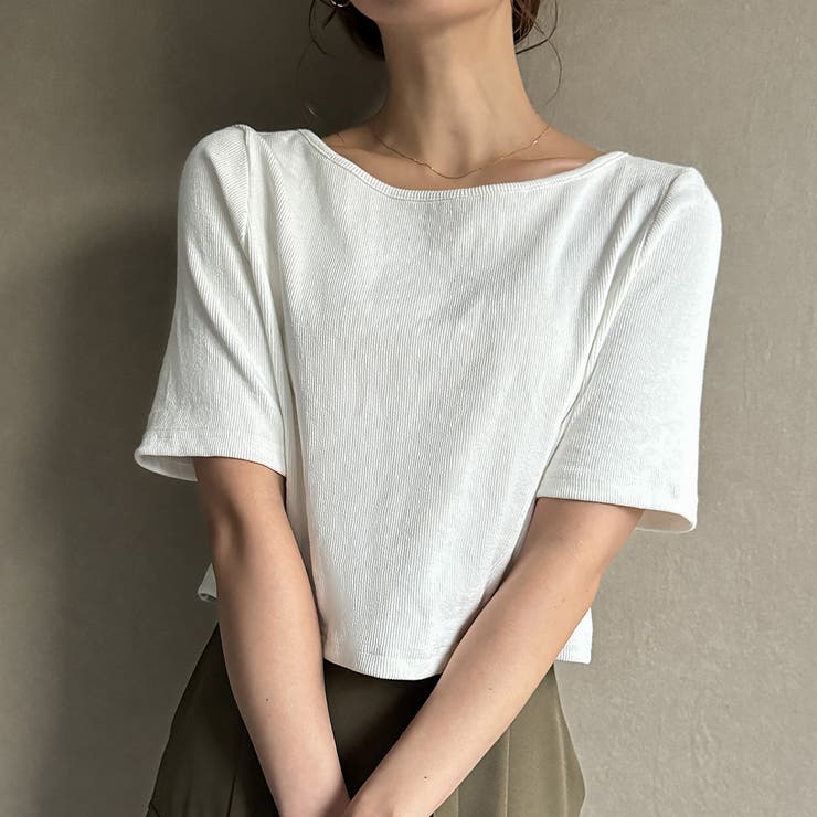 前後2wayリブチビTシャツ | JUNOAH | 詳細画像2 
